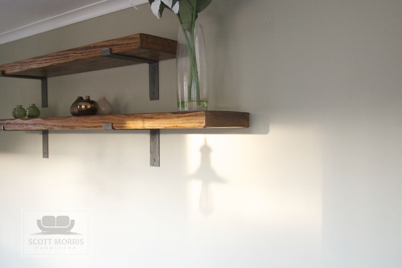 Scott Morris Furniture 22cm deep Solid Wood Shelves with industrial style steel brackets